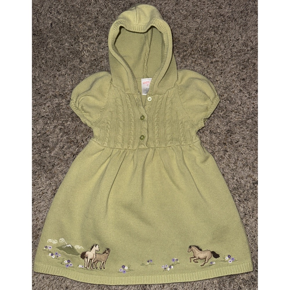 Gymboree Embroidered 2009 Cowgirls At Heart Line Sweater Dress Green 2T